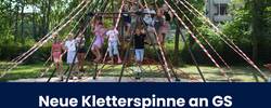 Beitragsbild Kletterspinne © Pressestelle Grundschulkinder auf dem neuen Klettergerüst