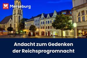 Beitragsbild Gedenkandacht Reichsprogromnacht © Wolfgang Kubak die Stadtkirche und der Entenplan bei Nacht, samt Titel des Artikels